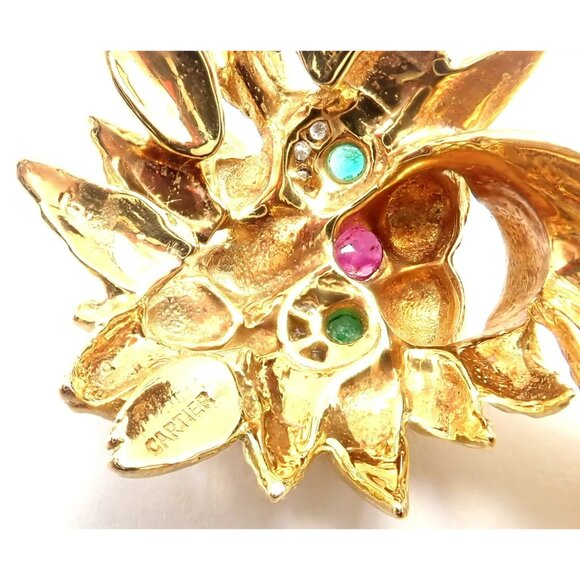 Authentic! Cartier Whimsical Dragon Lion 18k Yellow Gold Diamond Ruby Pin Brooch - Picture 6 of 14